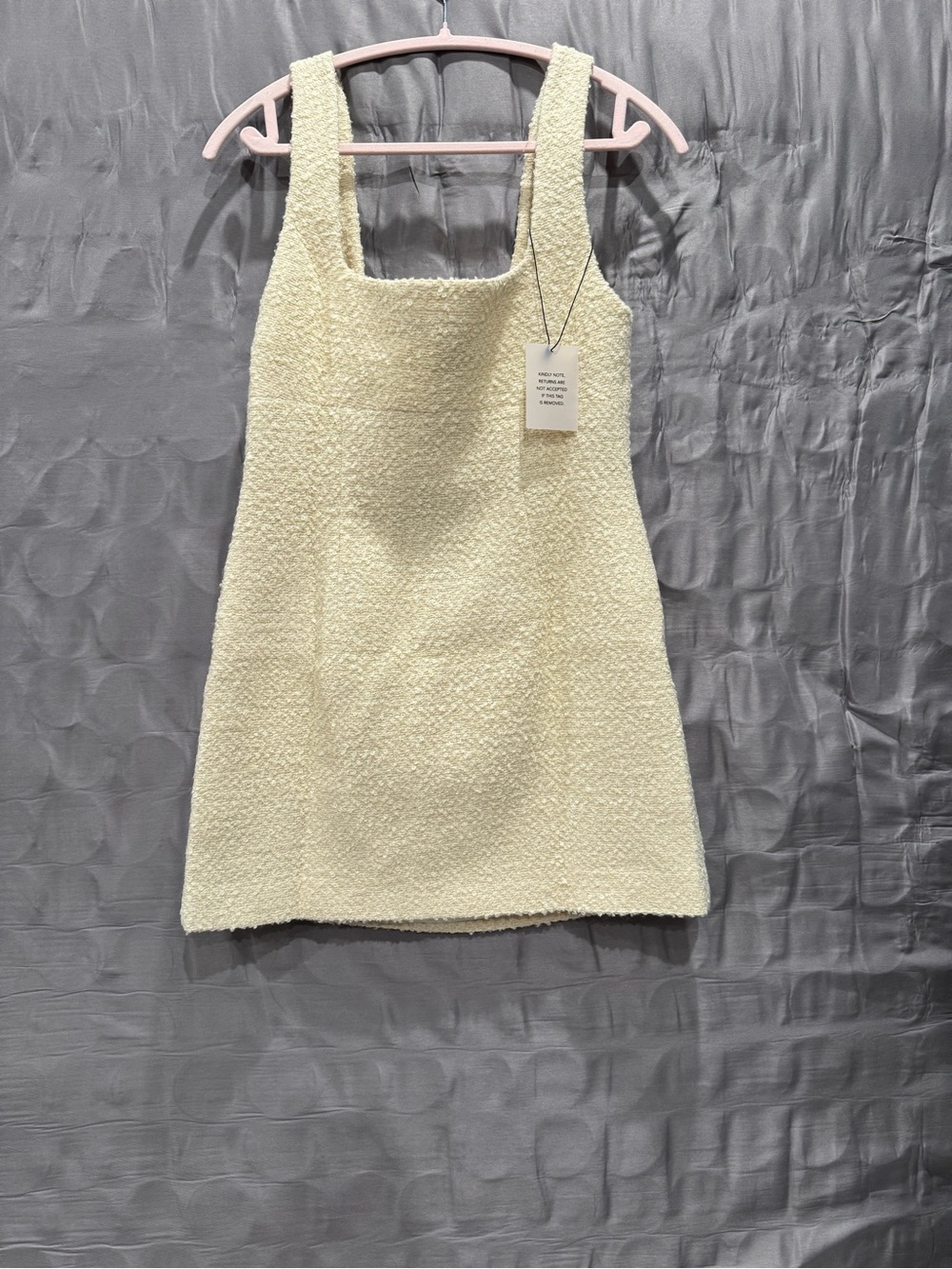 L'Academie Cream Bouclé Square-Neck Mini